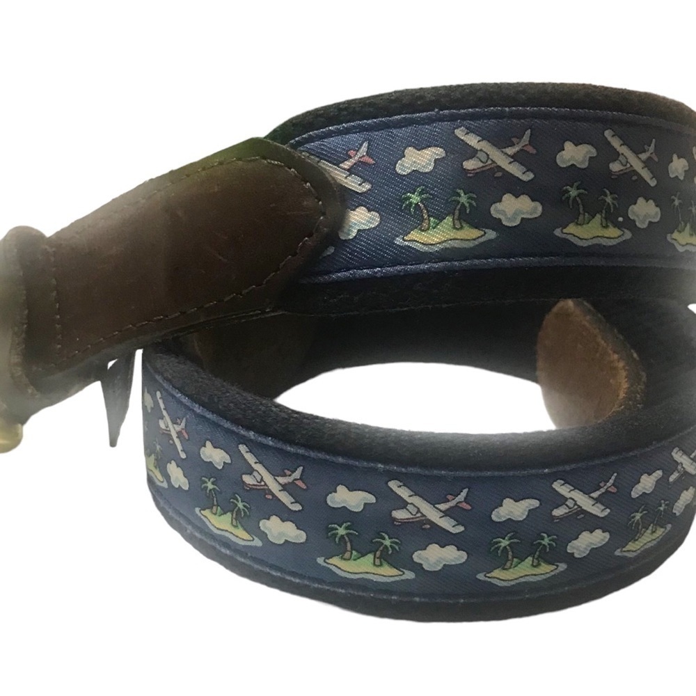 Vineyard Vines by Shep & Ian Belt Grosgrain Web Leather Brass Mens Vaca Size 32
